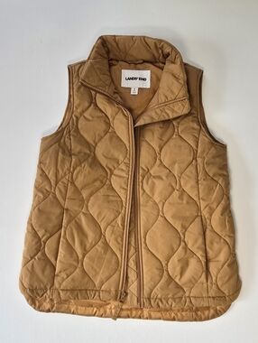 Lands' End Quilted Camel Brown Vest